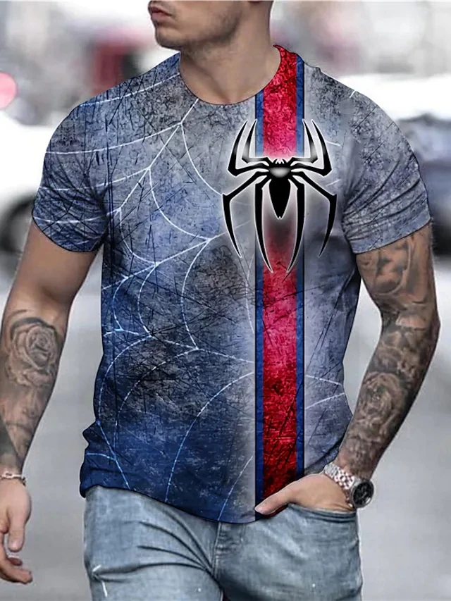 

Men Clothes 3D Print Shirts Graphic Short Sleeve Ropa Oversized T Shirts Abstract Pattern Design Round-Neck Spring and Summer