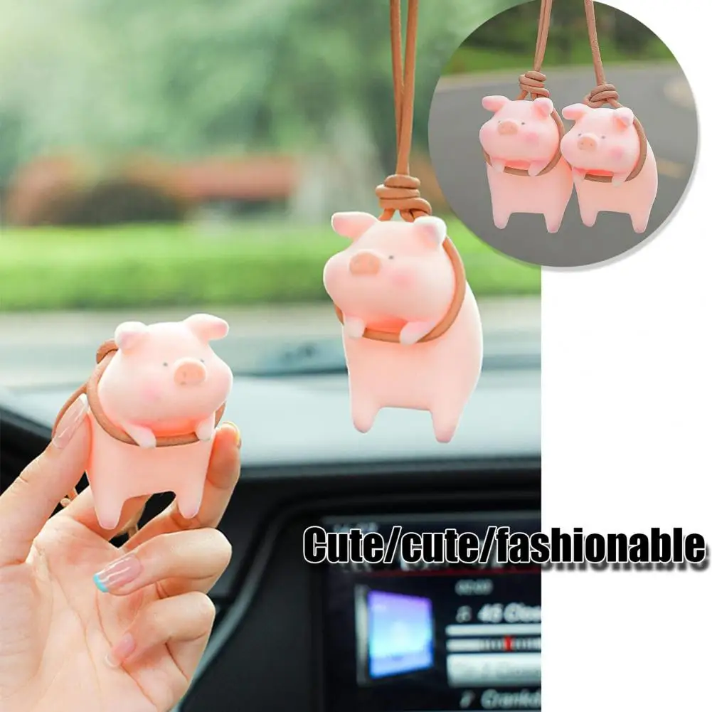 

Car Rearview Mirror Pendant Playful Eye-catching Car Decor 2pcs Cute Pig Rearview Mirror Hanging Pendants for A Fun Driving