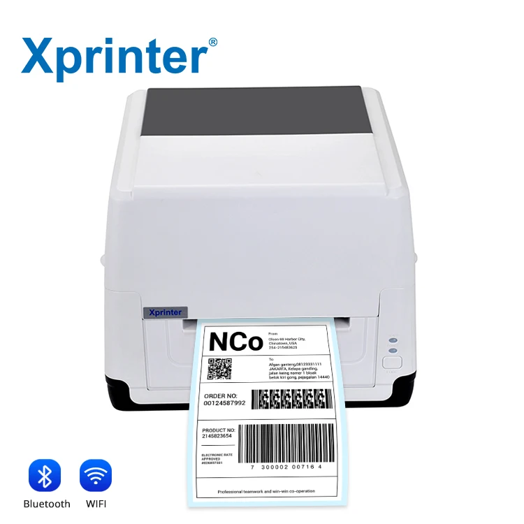 Фото Принтер этикеток Xprinter T451B с автоматическим резаком, 4 дюйма, 4x6, для прямой печати наклеек, термотрансферный, с карбоновой лентой, для самоклеящихся этикеток №5