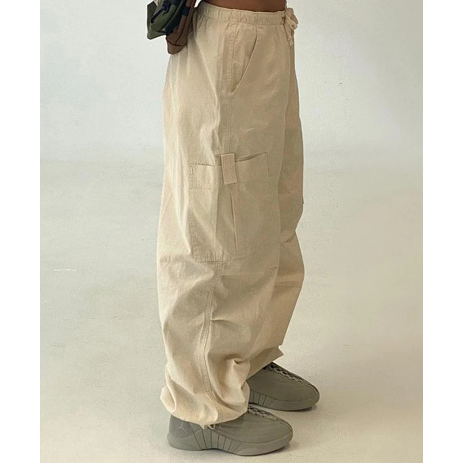 

2022 Drawstring Baggy Y2K Cargo Pants Women Low Waist Sweatpant Trousers Vintage Street Pockets Wide Leg Joggers Pant