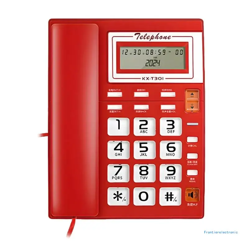 Проводной телефон базовый настольный аналоговый стационарный с ЖК-дисплеем для