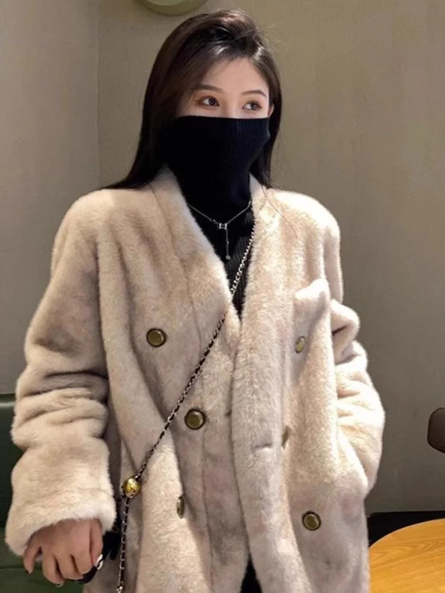 Белая пушистая верхняя одежда женская осенне-зимняя Liuyang Qianjin изящный топ