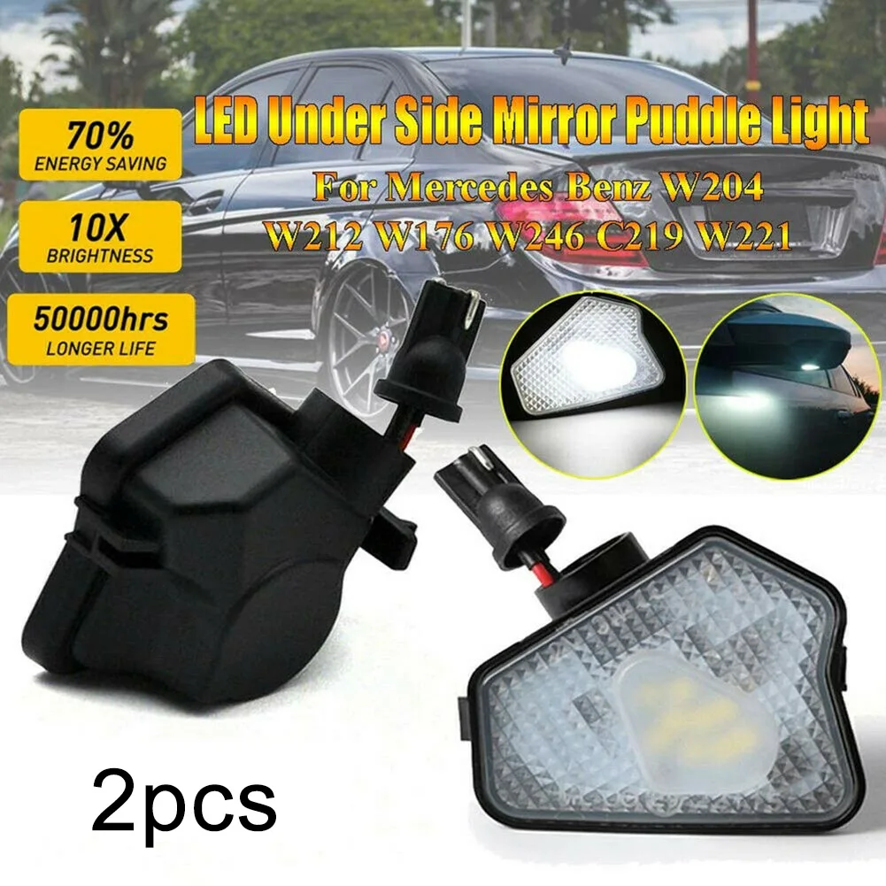 

2Pcs 6000K White LED Pathway Light Car LED Under Side Mirror Light Puddle Lamps For Benz W204 W212 W176 Car Accessories