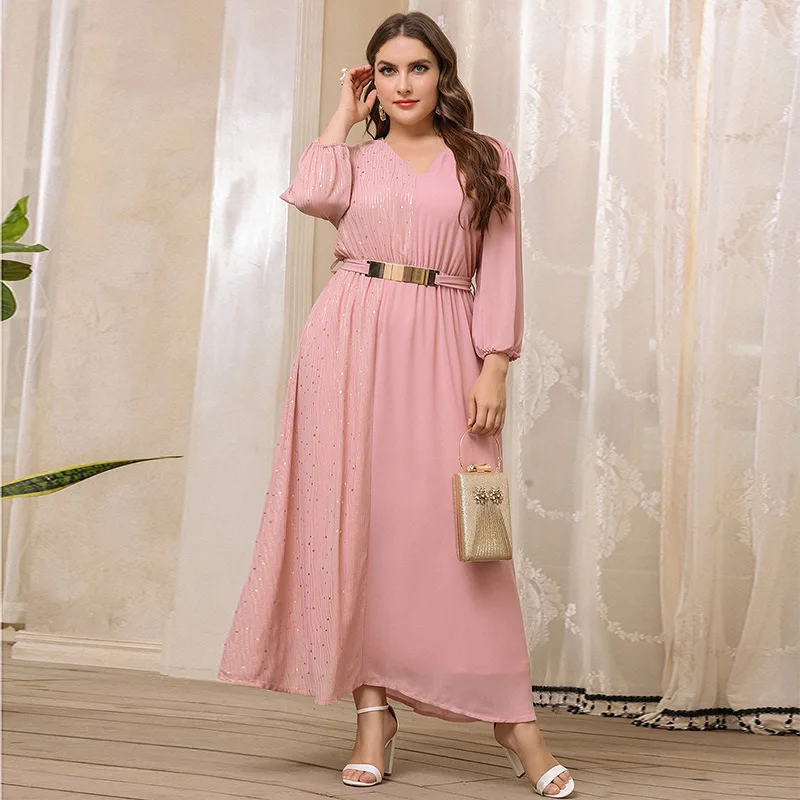 

Женское шифоновое платье с рукавом «Бишоп» и V-образным вырезом