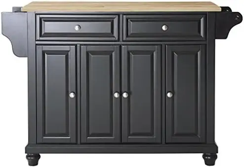 

Kitchen Island with Stainless Steel Top, 52", Black