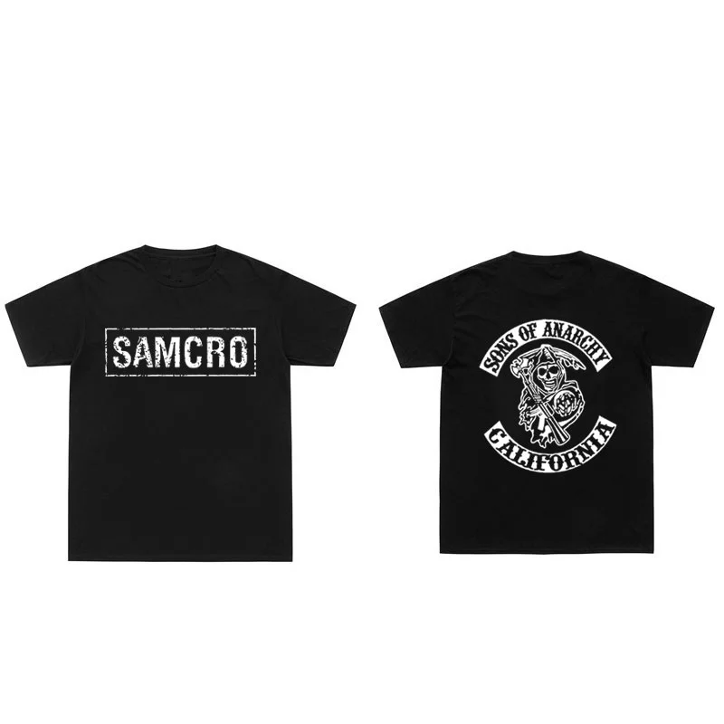 

Sons of Anarchy SAMCRO Double Sided Print T Shirts Streetwear Men Womnen Harajuku Brand Design Tees Tops New Summer Loose Tshirt