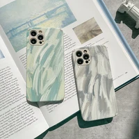 art abstract texture painting oil leather phone case for 11 12 13 pro max mini 7 8 plus x xr xs max back cover