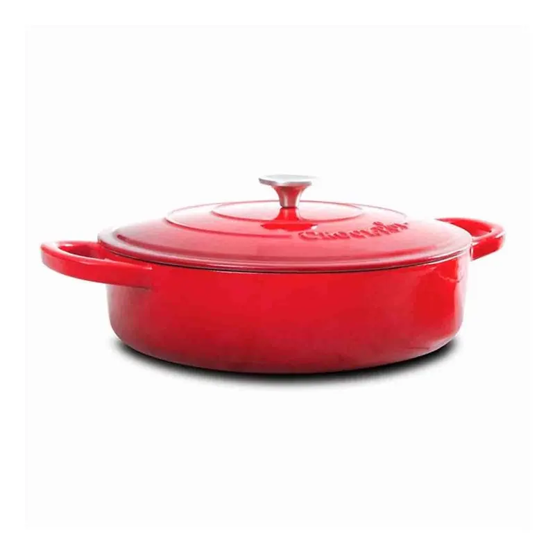 

2023 New Artisan Cast Iron 5 qt. Braiser Pan with Self-Basting Lid Scarlet Red (112000.02) Soup Pot Noodles Saucepan Noodle Hot