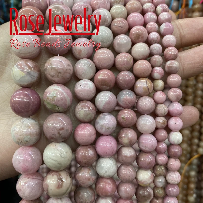 Top Quality Natural Red Rhodochrosite Gemstones Beads For Jewelry Making Round Stone Beads DIY Bracelet Handmade 6 8 10 12mm15''