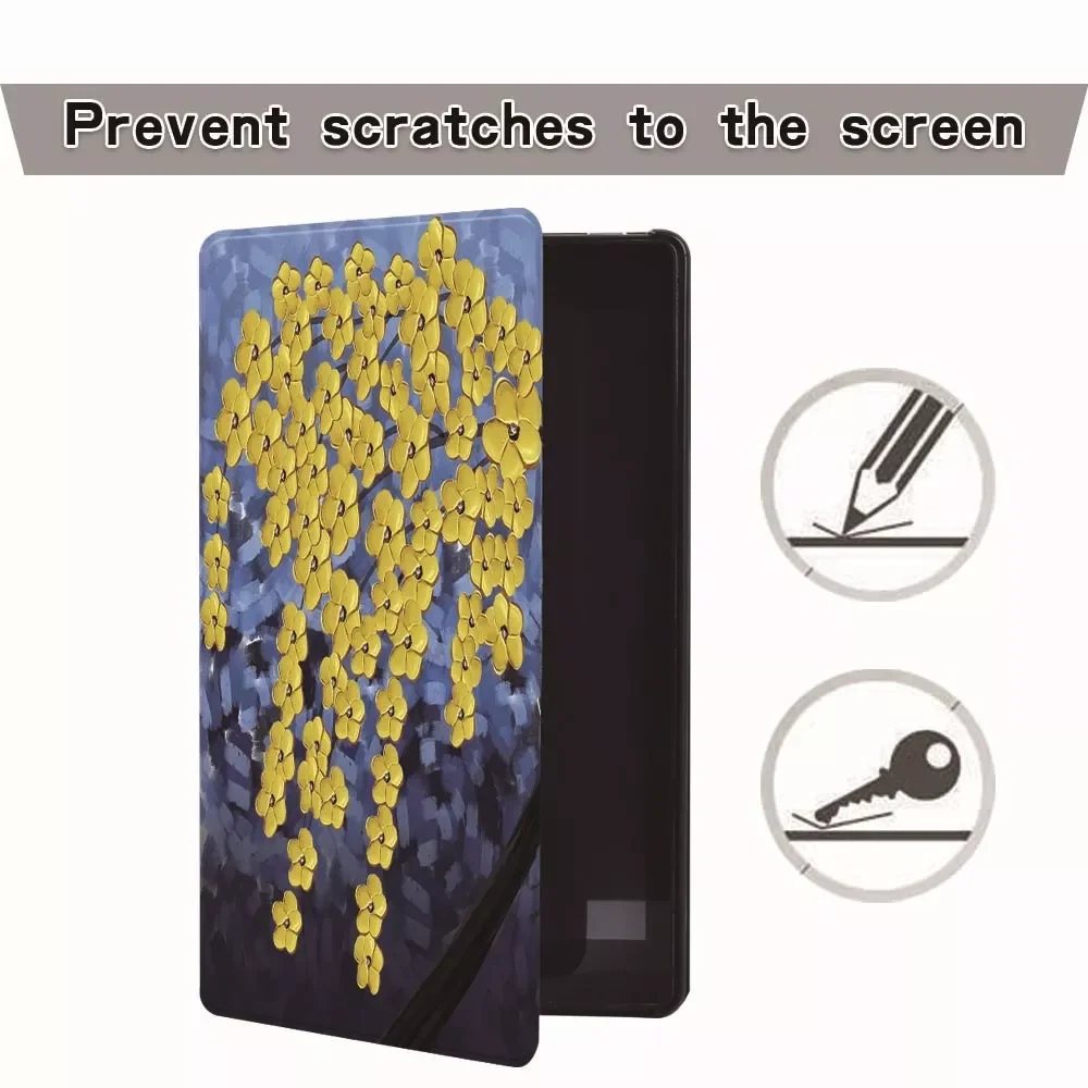 

Fire 7 5/7/9th Gen / Fire HD 8 / 10 with alexa Printed Painting PU Leather Tablet Stand Folio Cover Case