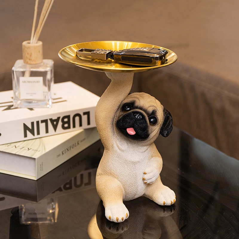 

Dog Decorative Key Coin Storage Tray Pug Starter Key Organiser Home Entryway Decoration Small Items Candy Organiser