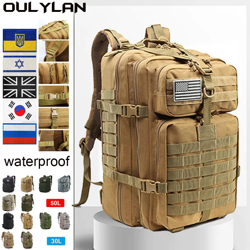 

Уличные туристические рюкзаки OULYLAN, Тактические Водонепроницаемые сумки 30 л/50 л, армейские уличные сумки для кемпинга, походов и охоты