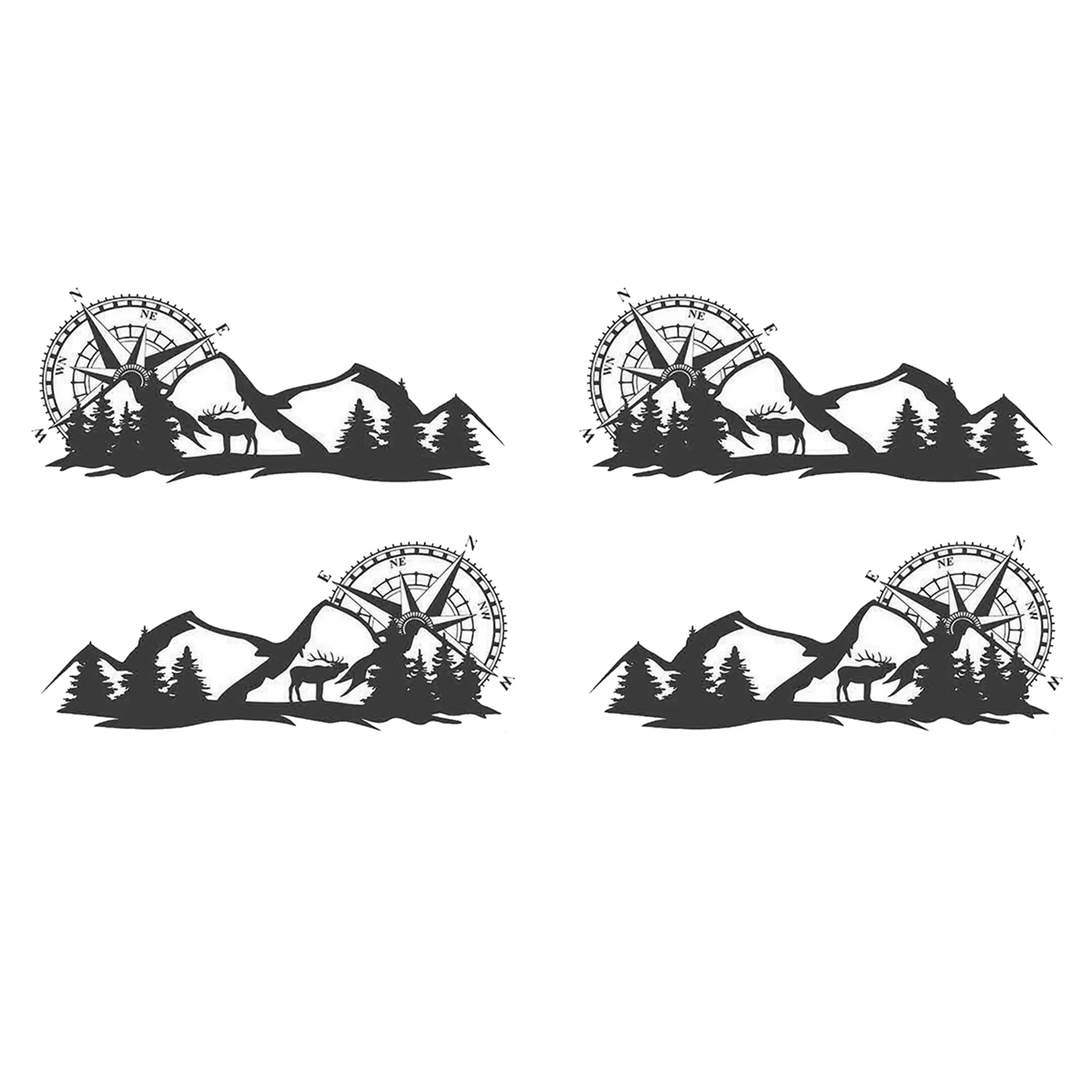 

4X RV Motorhome Universal Body Sticker DIY Compass Navigation Animal Decal Sticker Decoration for Car Caravan Trailer