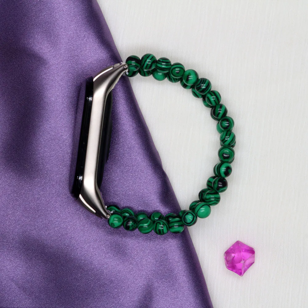 Mi Band 7 Strap for Women Jewelry Beaded Bracelet for Xiaomi Mi Band 3/4/5/6 Smart Wristband Replacement Green Malachite Luxury