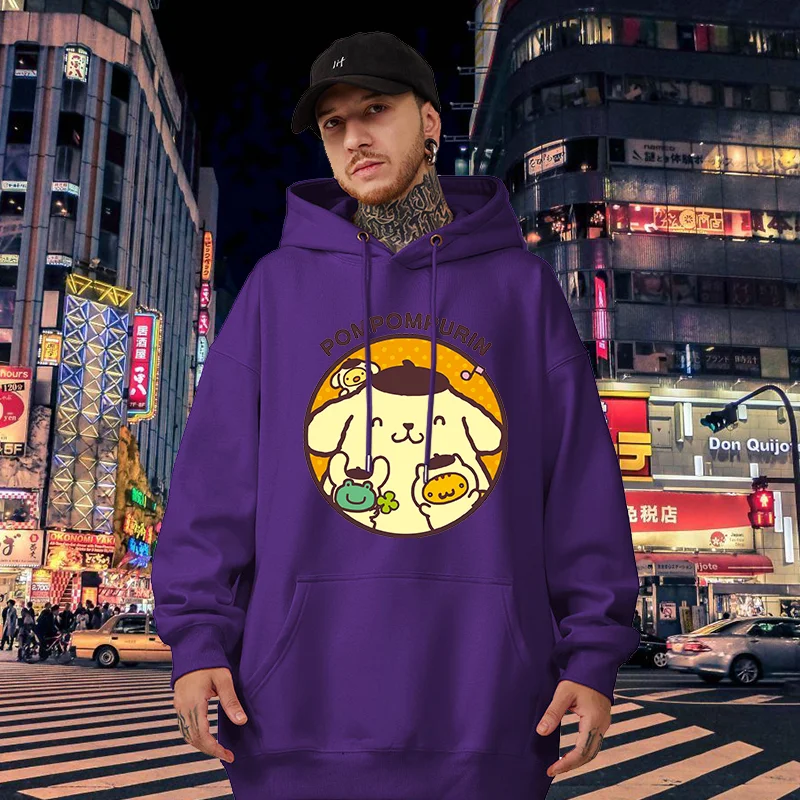 Толстовка Sanrio Purin для мужчин и женщин Повседневная Уличная одежда в стиле хип-хоп