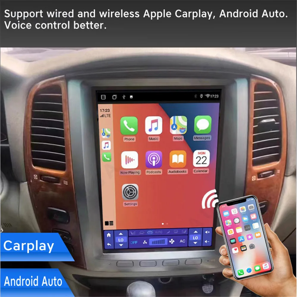 12 1-дюймовый экран Tesla с вертикальным Android-экраном для Toyota Land Cruiser 100 GX LC100 Lexus LX470