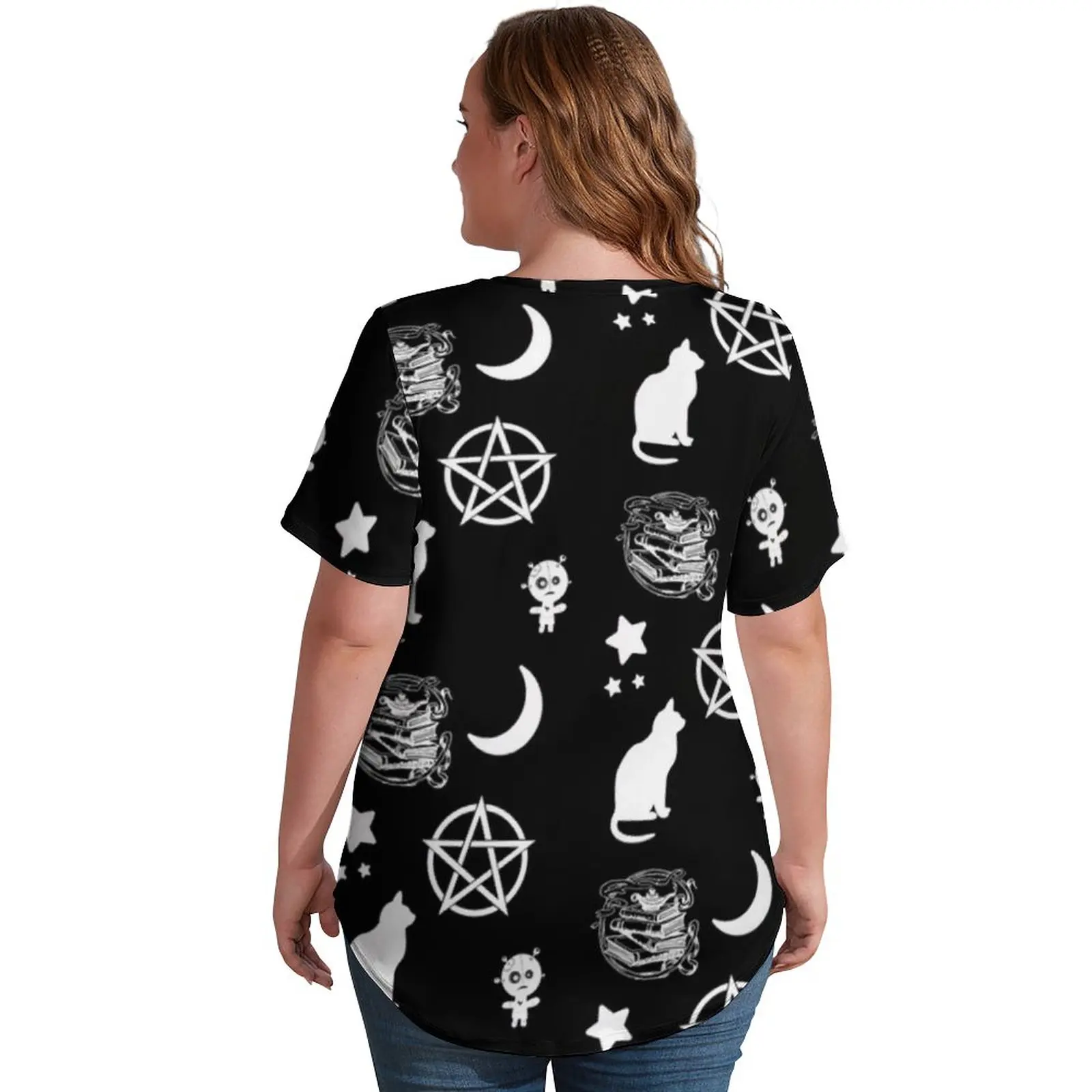 Футболка женская оверсайз с V-образным вырезом и коротким рукавом |