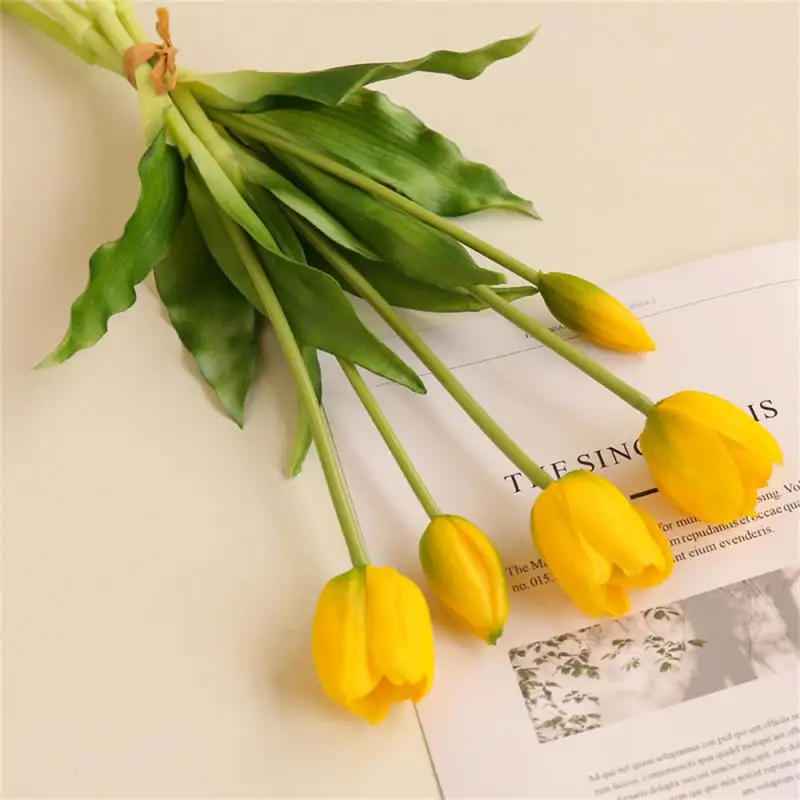 10pcs Luxury Artificial Flowers Silicone Real Touch Tulips Bride Bouquet Decorative Fake Home Christmas Decoration