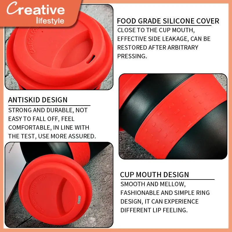 

Plastic Reusable Coffee Cups Creative Hotel Cup Heat Insulated Portable Tea Coffee Cup With Silicone Lid Drinkware Anti-fall
