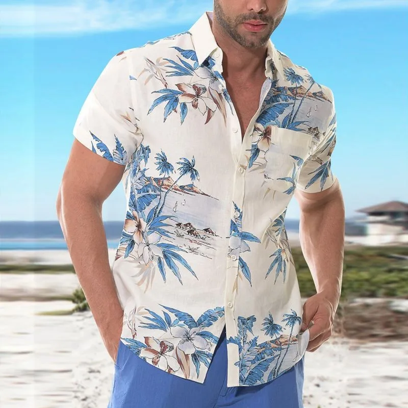 Summer Men Casual Short Sleeve Shirts Fashion Printed Shirts Men's Hawaiian Beach Tops 2023 New Brand Tee Shirt Male Clothing
