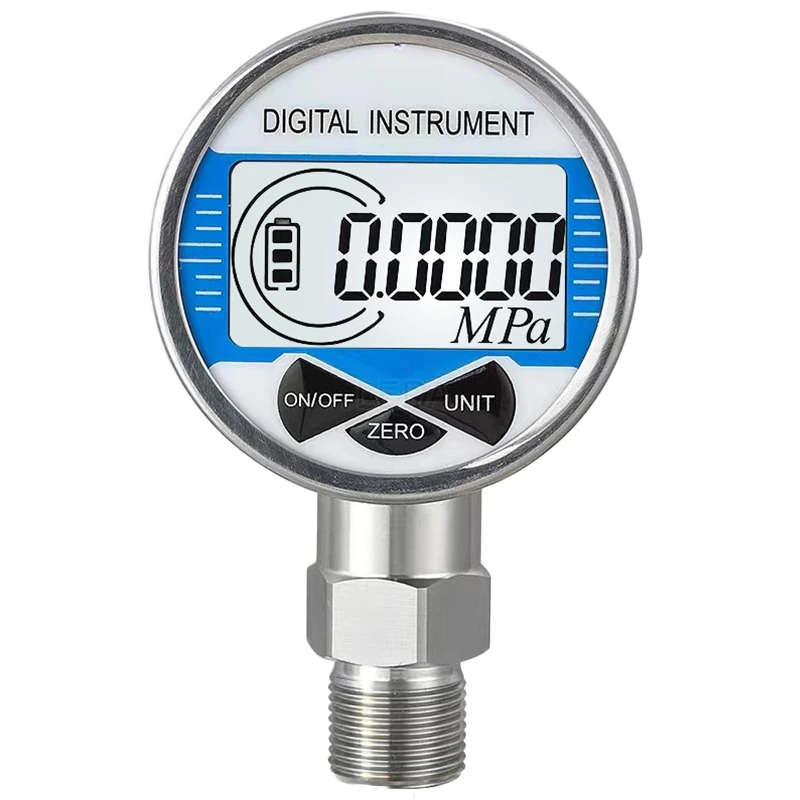 1Pcs Digital Pressure Gauge 60mm High-precision 0.4 LCD Display Manomete Battery-Powered Psi/Bar/Kpa Water Pressure Meter Blue