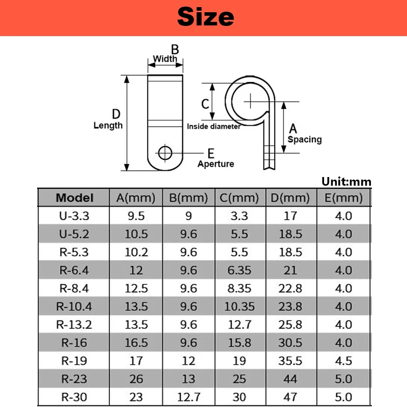 PA66 Nylon Wire Fixing Clip R-type U-type Card UC Buckle Wall Cable Management Wiring Routing Button |