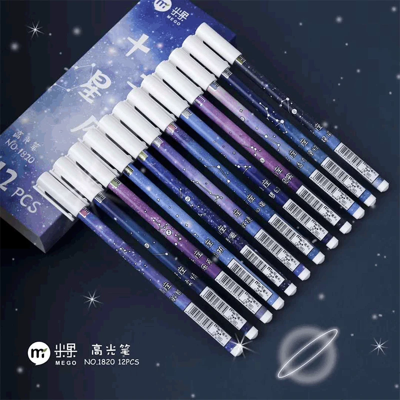 

4 pcs/lot Twelve Constellations Black Gel Pen Set Signature Pen Escolar Papelaria School Office Supply Promotional Gift