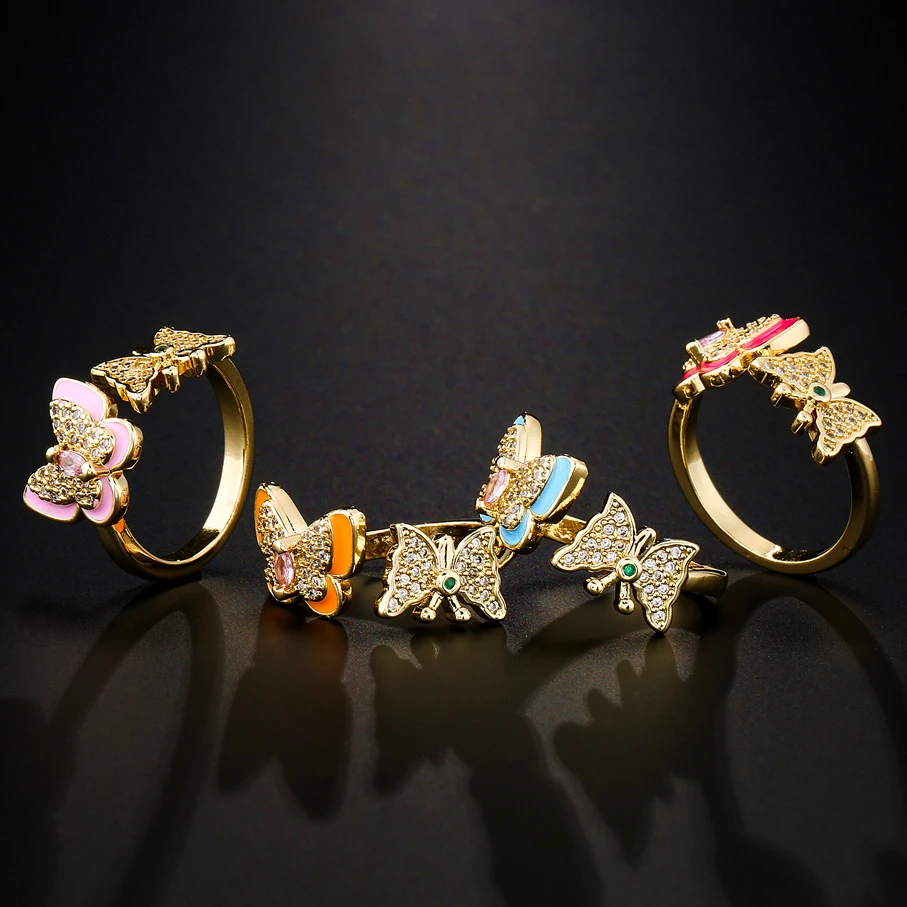 

Zircon Butterfly Open Ring for Woman Party Wedding Jewelry