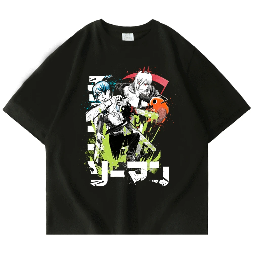 

Anime Chainsaw Man Print T Shirts Men Women Power Blood Fiend Graphic Short Sleeve T-shirts Harajuku Streetwear Tees Y2k Clothes