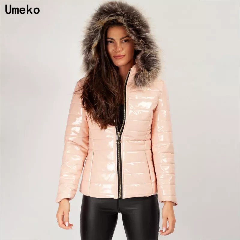 New2022 Slim Outwear Jacket Parkas Winter Women Fur Collar Parkas Jackets Fashion Hooded Thicken Warm Padded Coat Female Lady