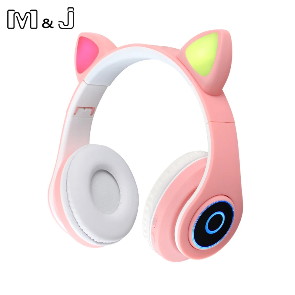 

Long Duration Bluetooth Wireless Headphone Stereo Led Cat Ears Headset Flash Light Music Helmet For Xiaomi Huawei Earbuds