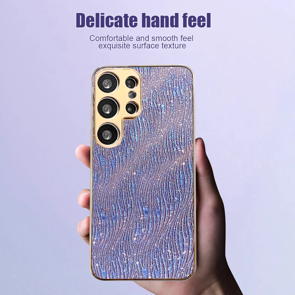 Фото Блестящий чехол с водной рябью для Samsung Galaxy S25 S24 S23 Ultra S25 Edge S25 Plus S24 FE S23FE, жесткий противоударный чехол с позолотой №5