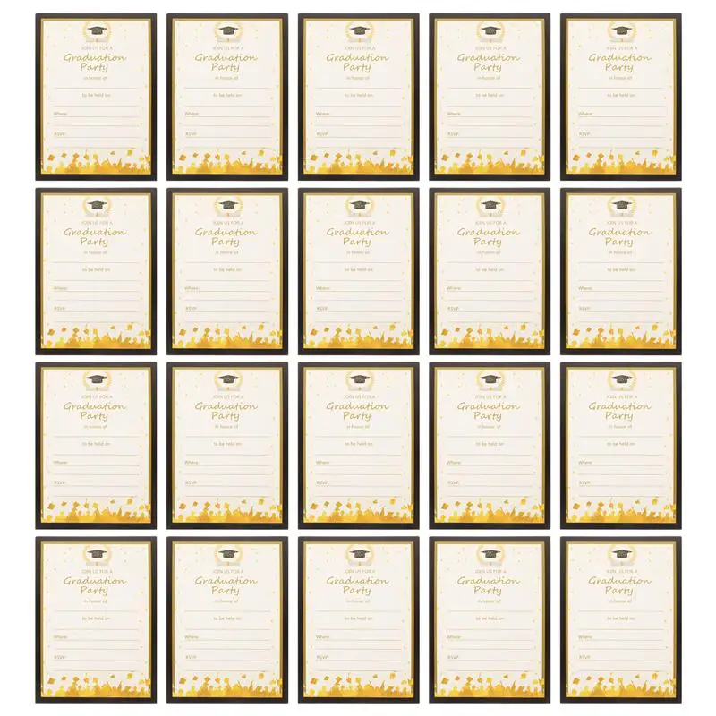 

20Pcs Black Gold Graduation Party Invitation Cards Congrats Grad Congrats Announcements Cards Party Supplies