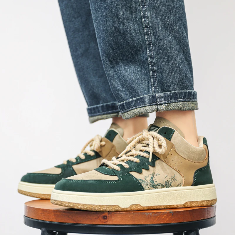 Harajuku style Men's Skate Shoes Designer Printed Men's Sneakers High top Skateboard Shoes Male Canvas Sneakers Chaussure Hombre