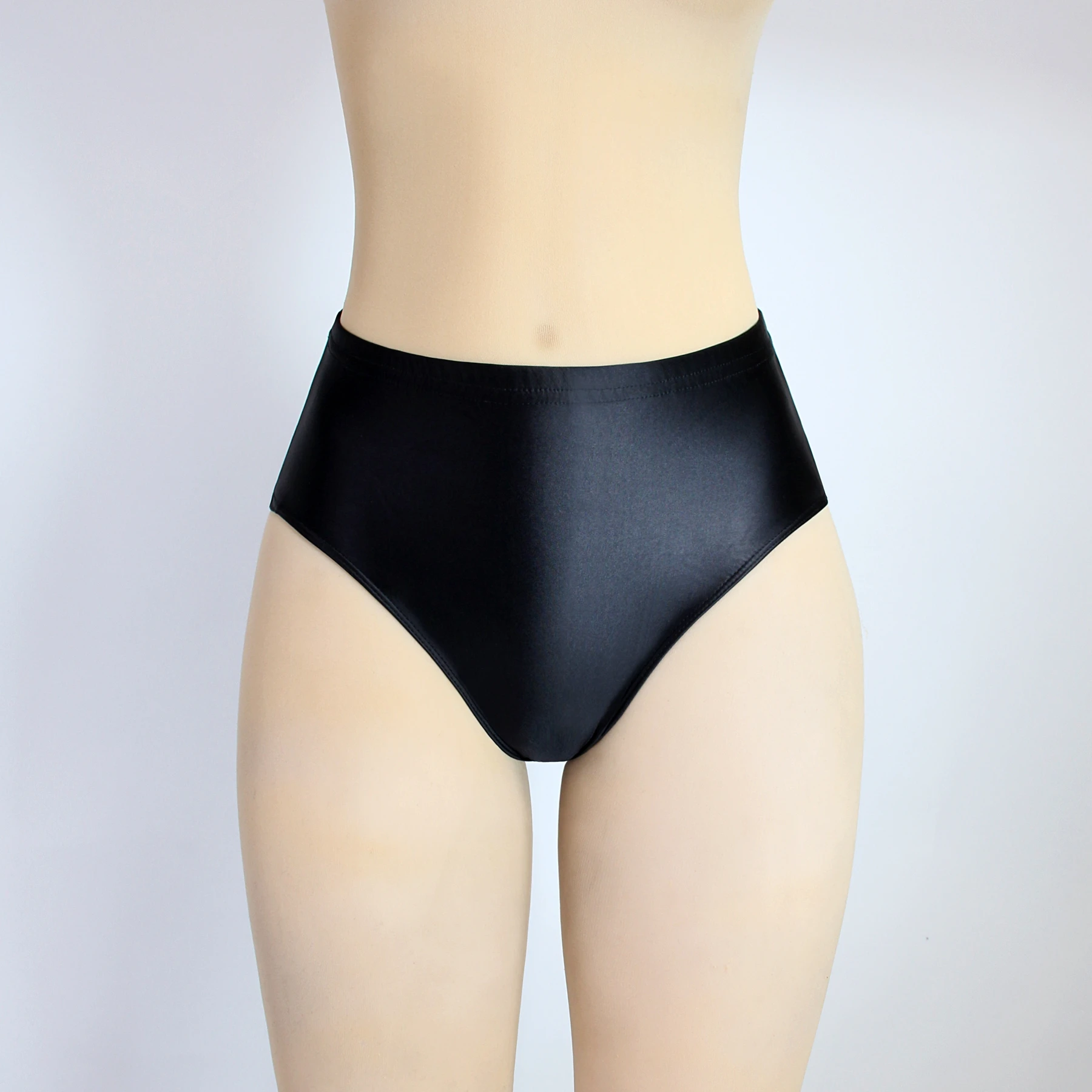 Masked staffs glossy briefs pants with buttocks sexy Silky solid bikini middle-waist tights underpants and high fork Oily briefs