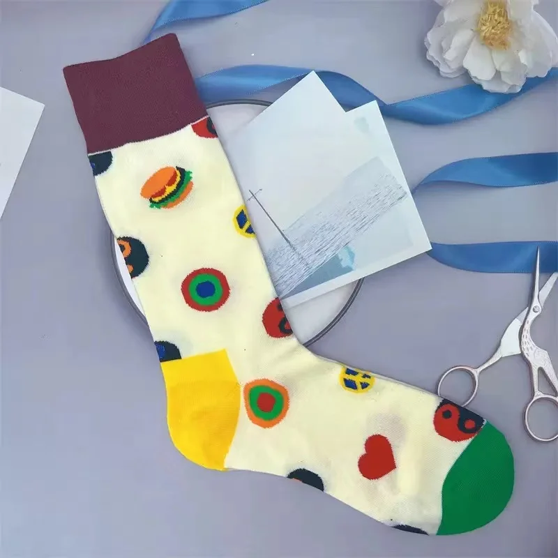 Веселые Смешные Женские носки до середины голени 48 стилей всесезонные из чистого