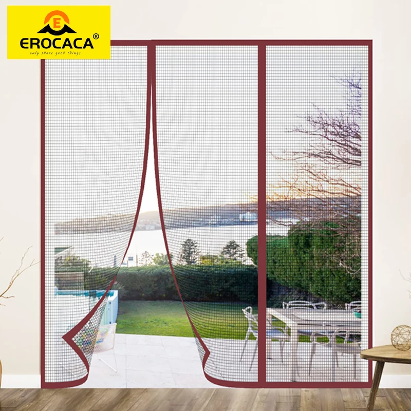 

EROCACA Strong Magnetic Door Curtain Mosquito Net Magnetic Curtain Fly Insect Screen Mesh Auto Closing Custom Easy Installation