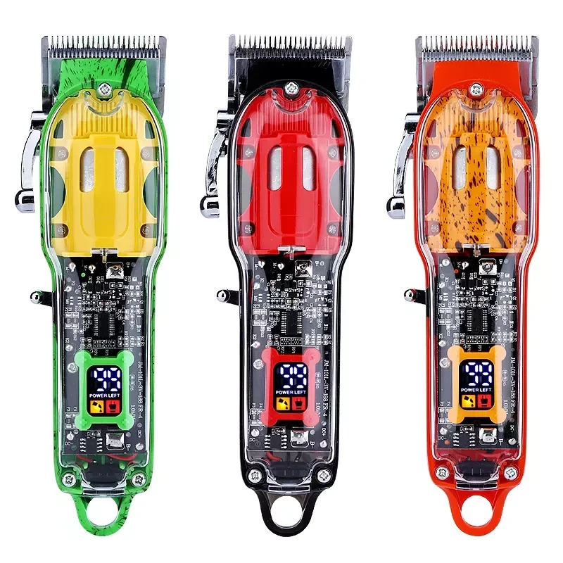 

style transparent green color professional rechargeable clipper cord & wireless hair trimmer with fade blade