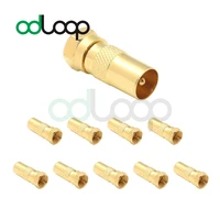 odloop f type female screw plug to pal male 9 5mm connector 10 pack rf coax gold plated adapter for tv aerial satellite antenna
