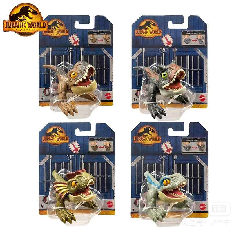 Original Mattel Jurassic World Bounce Dinosaur Velociraptor Tyrannosaurus Rex Model Toys for Boy Cute Sleeping Eye-Closed Figure