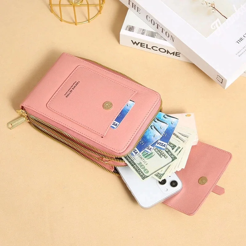 Women's Bag Wallets Touch Screen Cell Phone Coin Purse Bags Women Shoulder Strap Handbag Female Leather Vertical Crossbody Bag