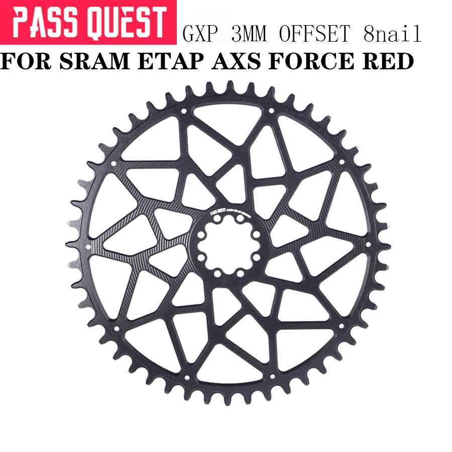 PASS QUEST GXP 3mm Offset Road Bike Narrow Wide Chainring 8 Nail 38-48T Bicycle Chain Wheel for Sram ETAP AXS FORCE RED Crankset