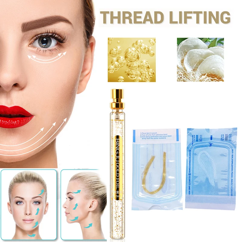 

24K Gold Absorbable Face Filler Serum Active Collagen Silk Thread Face Anti-Aging Essence Smoothing Firming Hyaluronic Skin Care