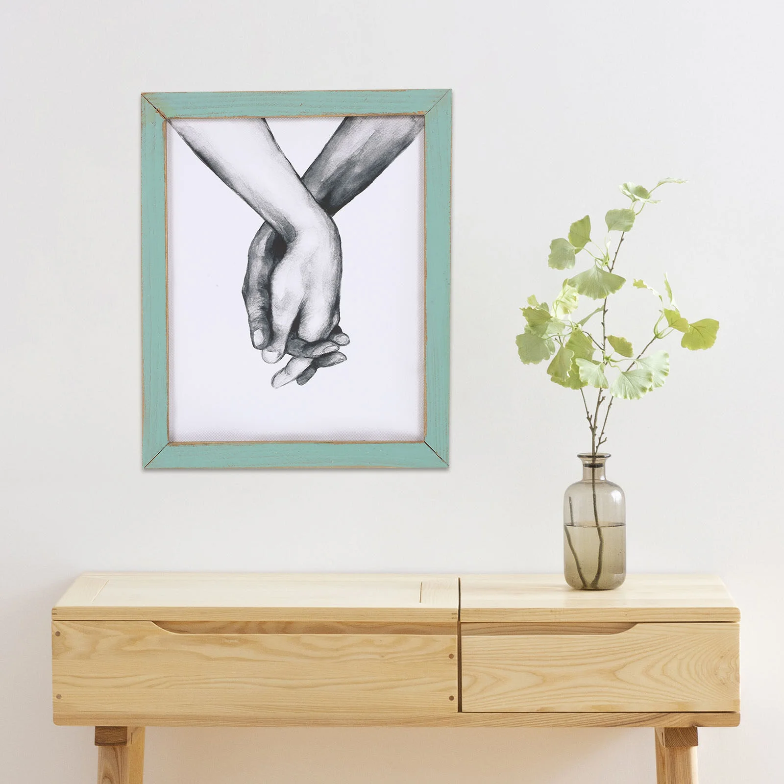

2 Pcs Unframed Wall Prints Frameless Painting Black White Holding Hands Canvas Pictures Decorate Background