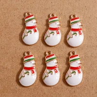 10pcs 1022mm cute enamel christmas snowman charms pendants for jewelry making drop earrings necklaces diy keychains crafts gift