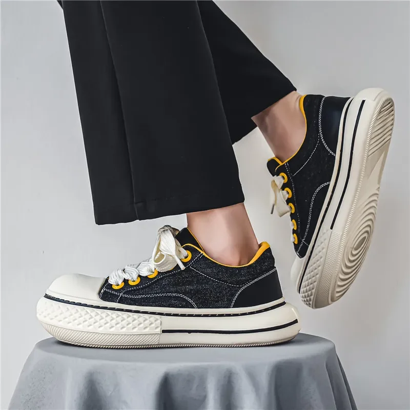 Модные синие мужские парусиновые туфли дизайнерские вулканизированные