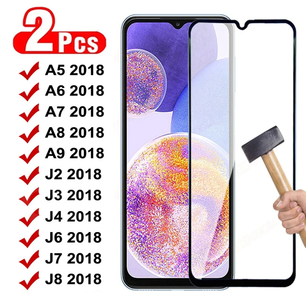 

2PCS 9D Full Cover Screen Protector For Samsung Galaxy A5 A6 A7 A8 A9 2018 Tempered Glass Film For Samsung J2 J3 J5 J7 J8 2018