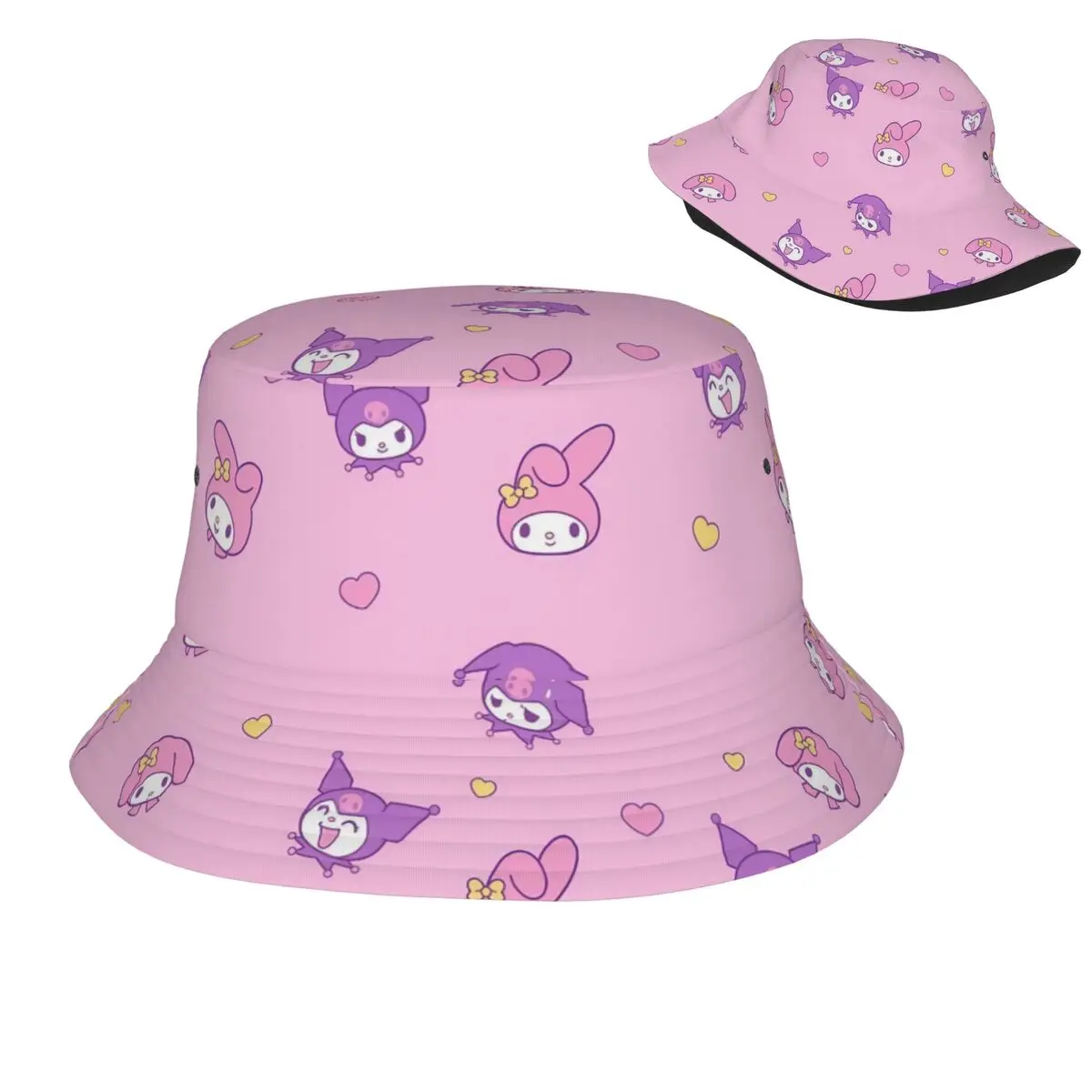 Уличная панама Kuromi &amp My Melody розовая Kawaii хлопковая рыбацкая кепка унисекс