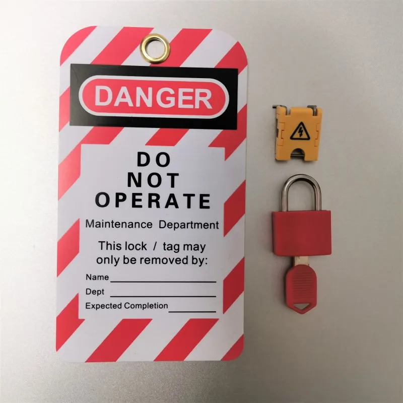 3 шт./комплект красный навесной замок с биркой плюс один универсальный мини-выключатель ABB, пиноут, блокировка для слесаря, навесной штифт снаружи, комплект блокировки POS