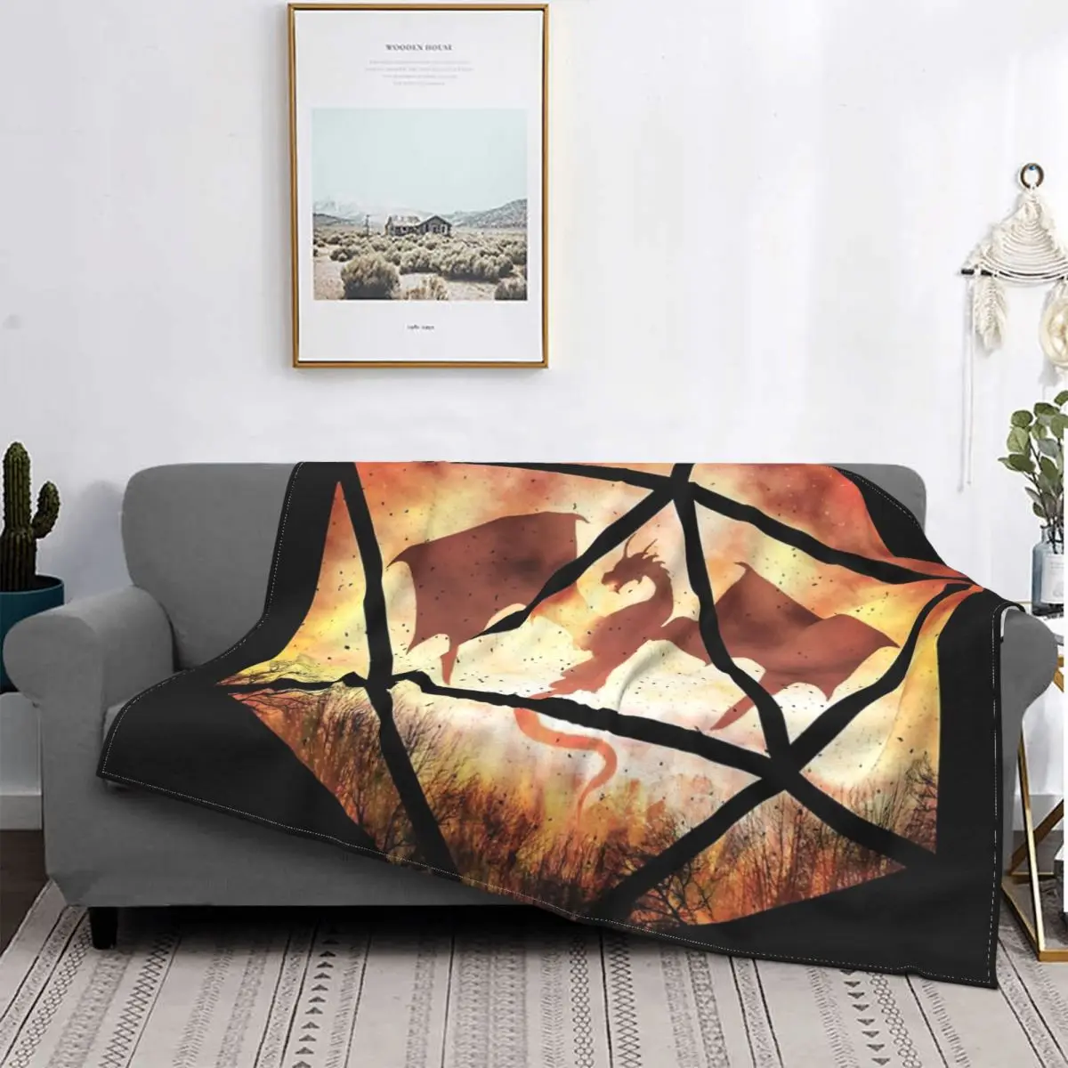 

Manta de dragón de fuego D20, edredón a cuadros para cama, funda para sofá, Sudadera con capucha, a cuadros